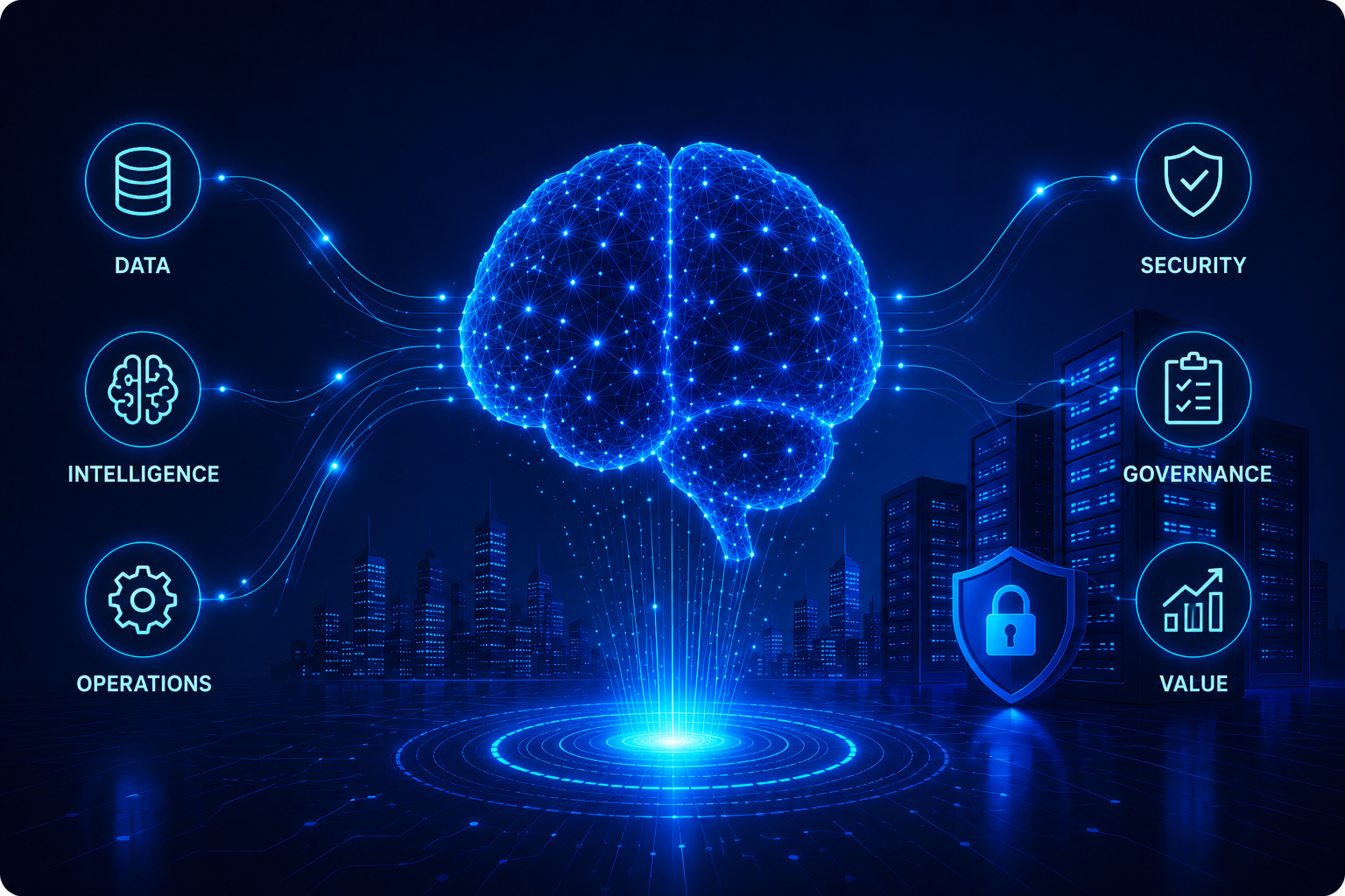 Machine Mind AI intelligence and operations visual